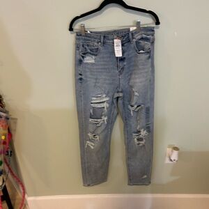 NWT American Eagle Distressed Stretch Mom Jeans, Sz 8 R
